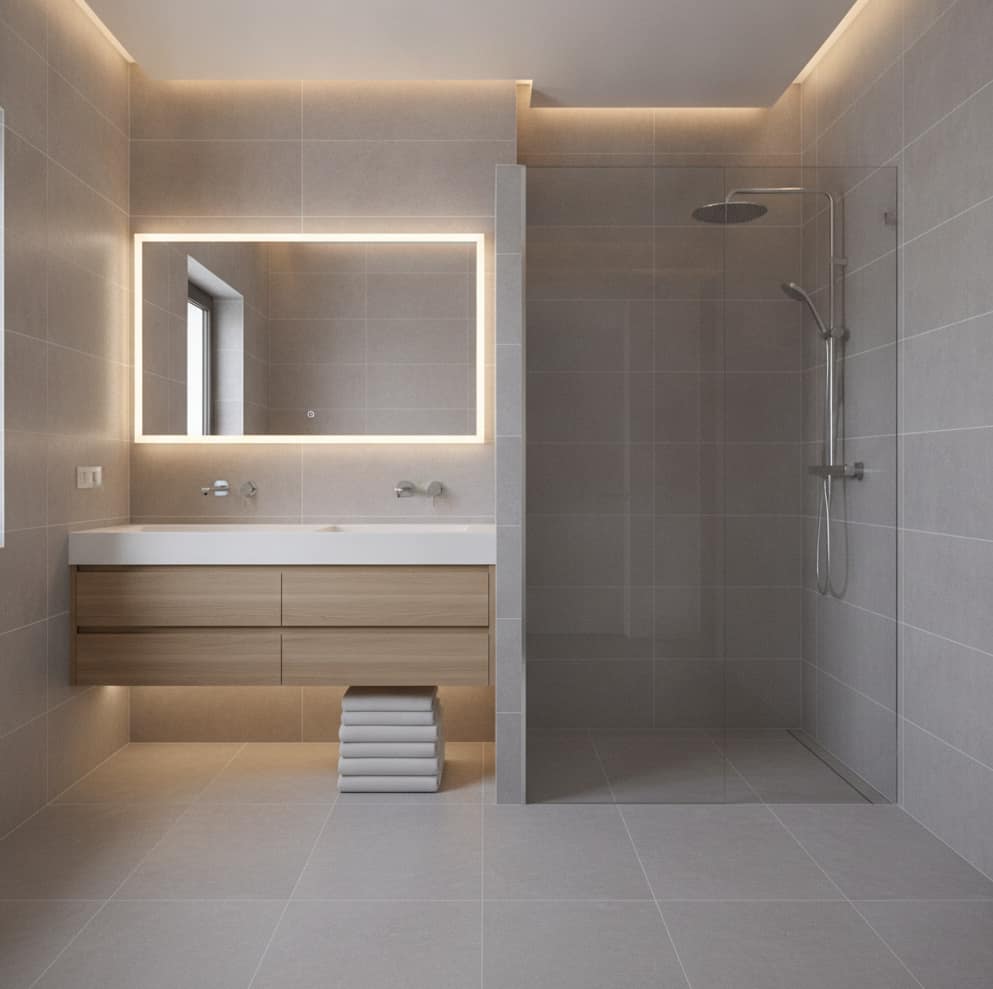 Bathroom tiling and fixture replacement